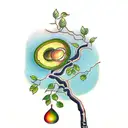 ash tree with avocado tattoo design idea