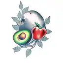 ash tree with avocado tattoo design idea