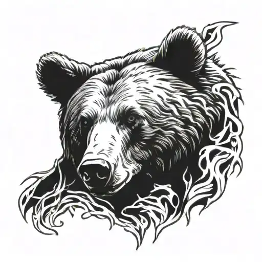 bear portrait from inside claw tattoo design idea
