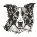 border collie portrait tattoo design idea