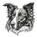 border collie portrait tattoo design idea