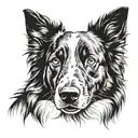 border collie portrait tattoo design idea
