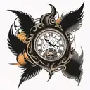 Sunset tattoo with clock tattoo design idea