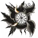 Sunset tattoo with clock tattoo design idea