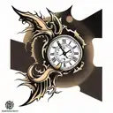 Sunset tattoo with clock tattoo design idea