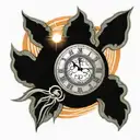 Sunset tattoo with clock tattoo design idea