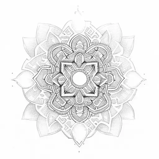aztec flower tattoo design idea