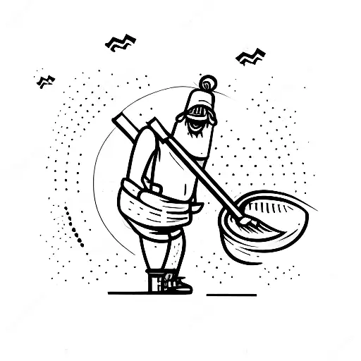 upperbody with 1 arm having an shovel and 1 arm holding an ball tattoo design idea