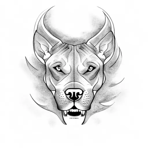 A majestic blackwork tattoo of a roaring pitbull on a sleek Porsche 964 911 3.6 turbo, cruising down Compton road. tattoo design idea