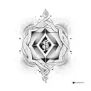 Sanskrit mantra intertwined with musical notes tattoo design idea