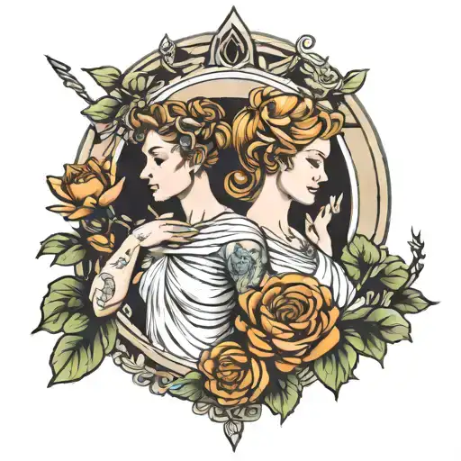 apollo and artemis fineline godess tattoo design idea