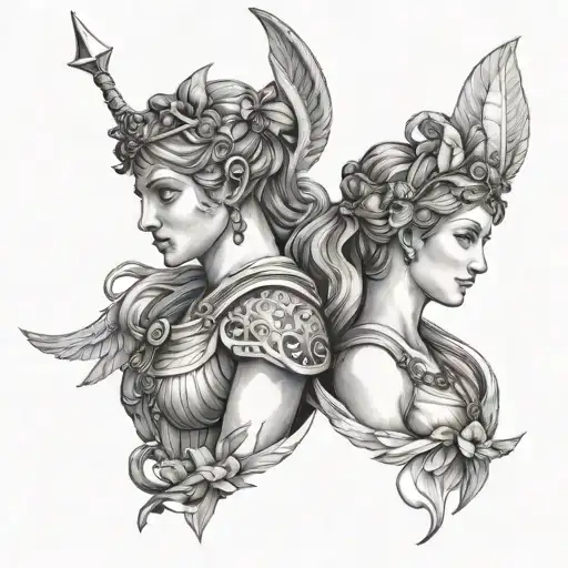 apollo and artemis fineline tattoo tattoo design idea