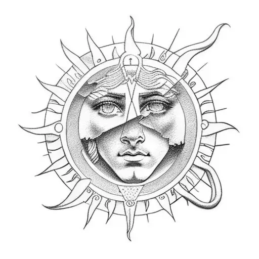 The original artwork is said to be a depiction of Apollo, the Olympian god of the sun and light, though others have cons tattoo design idea