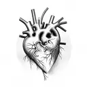 repaired human heart with abstract linework surrounding to form a heart trace  tattoo design idea