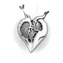 repaired human heart with abstract linework surrounding to form a heart trace  tattoo design idea