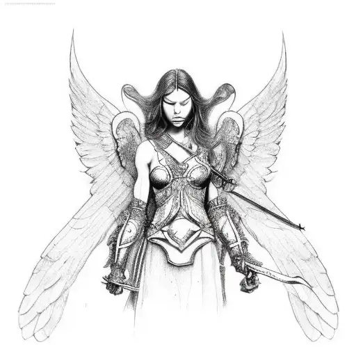 warrior angel tattoo design idea