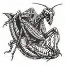 mantis made out of chrome tattoo design idea