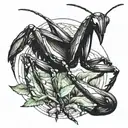 mantis made out of chrome tattoo design idea