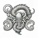 skorpion with 4 hearts tattoo design idea