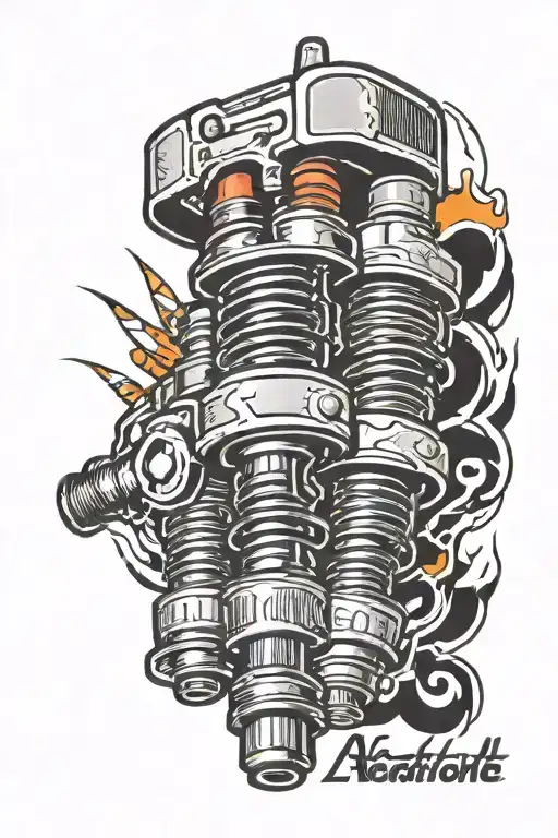 spark plug and piston  tattoo design idea