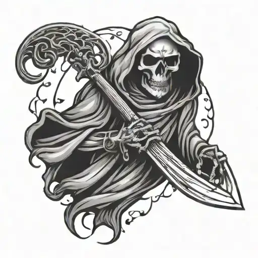 grim reaper mixed with a semi colon tattoo design idea