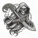 grim reaper mixed with a semi colon tattoo design idea