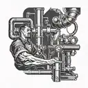 Incorporate the silhouette of a pipe fitter at work into a larger industrial-themed sleeve tattoo tattoo design idea