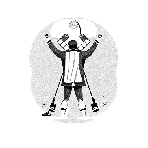 A black-grey tattoo depicting a coach motivating a team to victory tattoo design idea