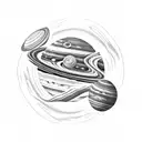 Planet Jupiter with Asteroid Ring  tattoo design idea