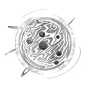 Planet Jupiter with Asteroid Ring  tattoo design idea