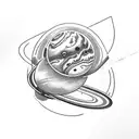 Planet Jupiter with Asteroid Ring  tattoo design idea