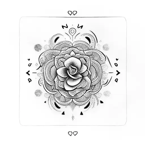 Self-love symbol incorporated with floral elements tattoo design idea
