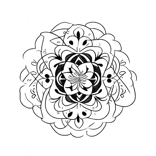 Self-love symbol incorporated with floral elements tattoo design idea