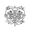 Self-love symbol incorporated with floral elements tattoo design idea
