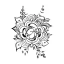 Self-love symbol incorporated with floral elements tattoo design idea