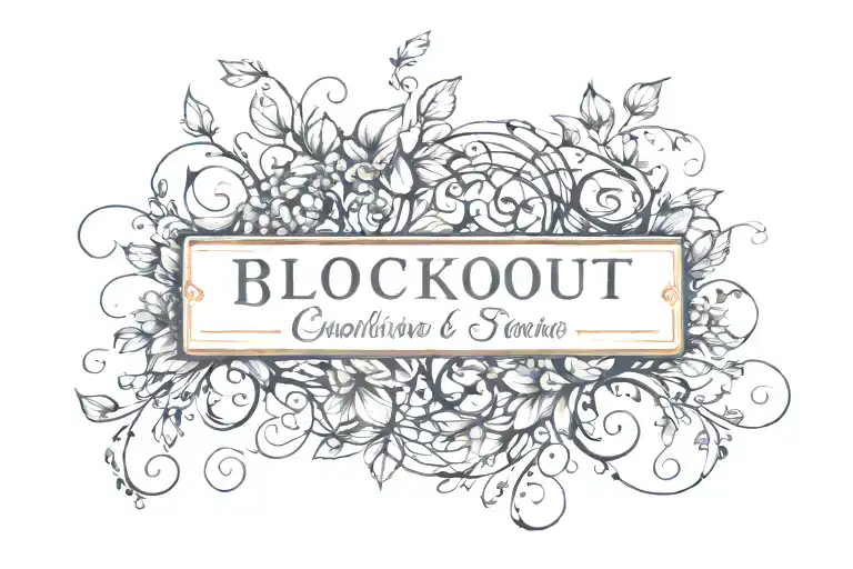 lined blackout cover up of two names. with vines coming out the black out bands tattoo design idea