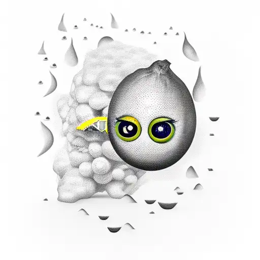 Lemon With Eyes And Mouth tattoo design idea