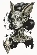 girly alien theme sleeve tattoo design idea