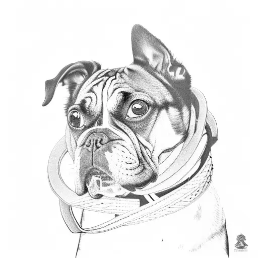A jiu-jitsu belt wrapped around a dog's collar tattoo design idea