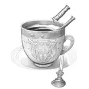 A coffee cup with a gavel handle tattoo design idea
