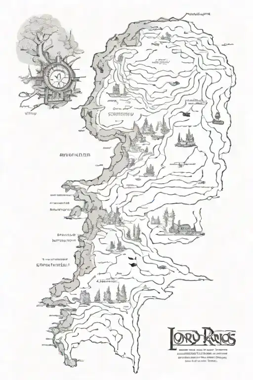lord of the rings map with gandalf  tattoo design idea