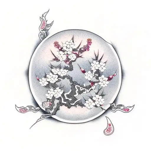 Combine elements of stoicism and cherry blossoms in a tattoo design tattoo design idea