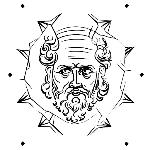 Stoicism, Lucius seneca, Marcus Aurelius, Epictetus, Nero. Everyones face or bust, with a background pattern tattoo design idea
