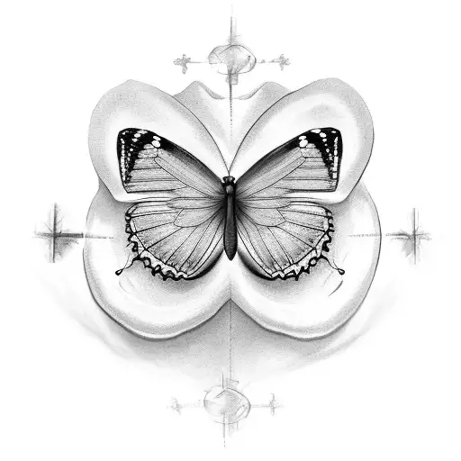 butterfly with cross and clouds that covers full neck tattoo tattoo design idea