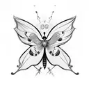 butterfly with cross and clouds that covers full neck tattoo tattoo design idea