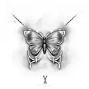 butterfly with cross and clouds that covers full neck tattoo tattoo design idea