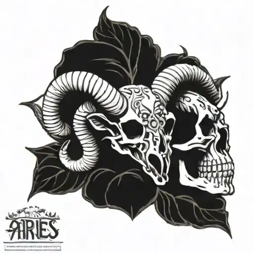 Aries skull tattoo design idea