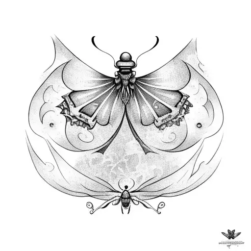 potion bottle, with ribs around it and butterflies flying out tattoo design idea