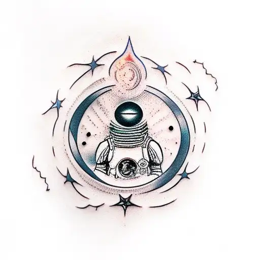 interstellar black hole with hands tattoo design idea