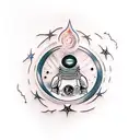 interstellar black hole with hands tattoo design idea